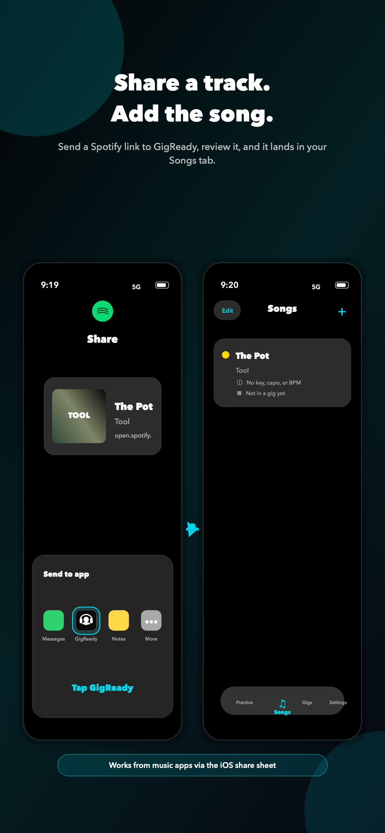 GigReady share-to-add app store screenshot
